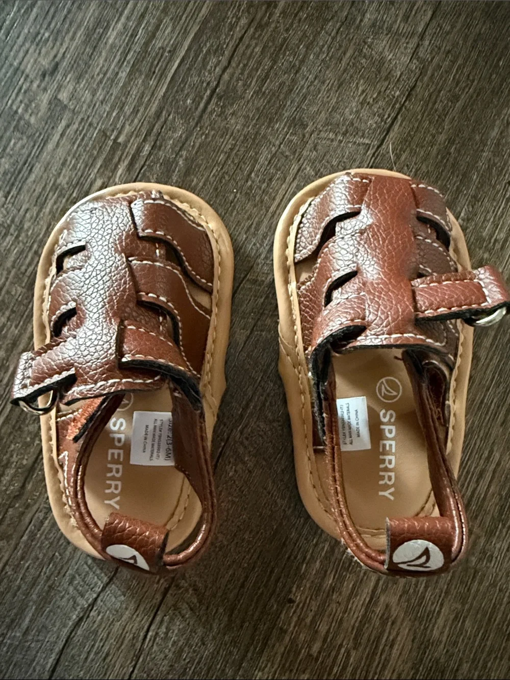 Sperry Toddler Brown Leather-Look Fisherman Sandals